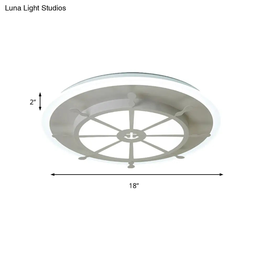 DecorBites™ DecorBites™ Nautical Style Metal Compass Flush Mount Ceiling Lamp in White Finish for Dining Room