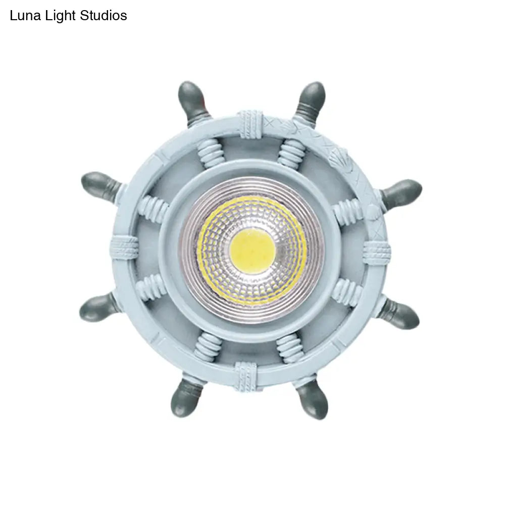 DecorBites™ DecorBites™ Navigate the Seas with the Rudder Flush Mount Lighting Fixture for Kids Room in Blue