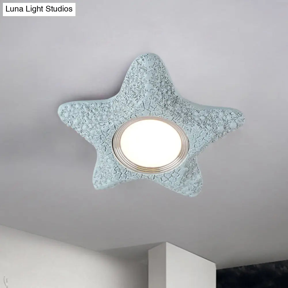 DecorBites™ DecorBites™ Navigate the Seas with the Rudder Flush Mount Lighting Fixture for Kids Room in Blue