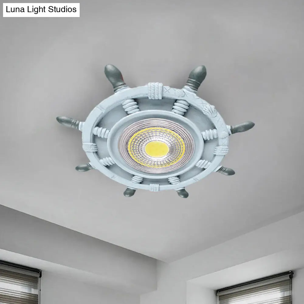 DecorBites™ DecorBites™ Navigate the Seas with the Rudder Flush Mount Lighting Fixture for Kids Room in Blue