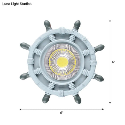 DecorBites™ DecorBites™ Navigate the Seas with the Rudder Flush Mount Lighting Fixture for Kids Room in Blue
