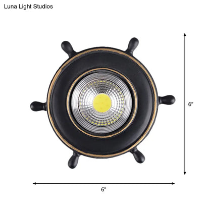 DecorBites™ DecorBites™ Navigate the Seas with the Rudder Flush Mount Lighting Fixture for Kids Room in Blue
