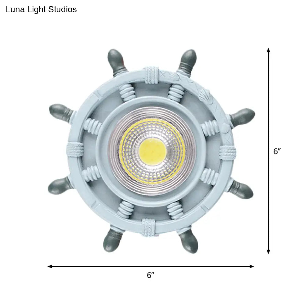 DecorBites™ DecorBites™ Navigate the Seas with the Rudder Flush Mount Lighting Fixture for Kids Room in Blue