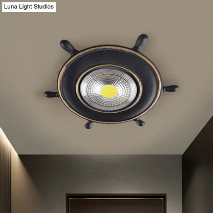 DecorBites™ DecorBites™ Navigate the Seas with the Rudder Flush Mount Lighting Fixture for Kids Room in Blue