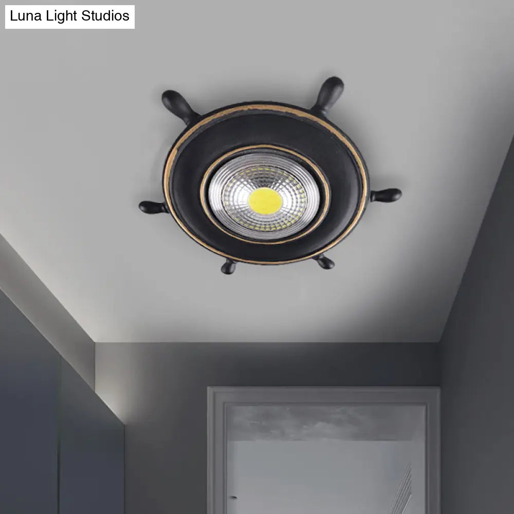 DecorBites™ DecorBites™ Navigate the Seas with the Rudder Flush Mount Lighting Fixture for Kids Room in Blue