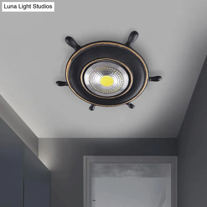 DecorBites™ DecorBites™ Navigate the Seas with the Rudder Flush Mount Lighting Fixture for Kids Room in Blue