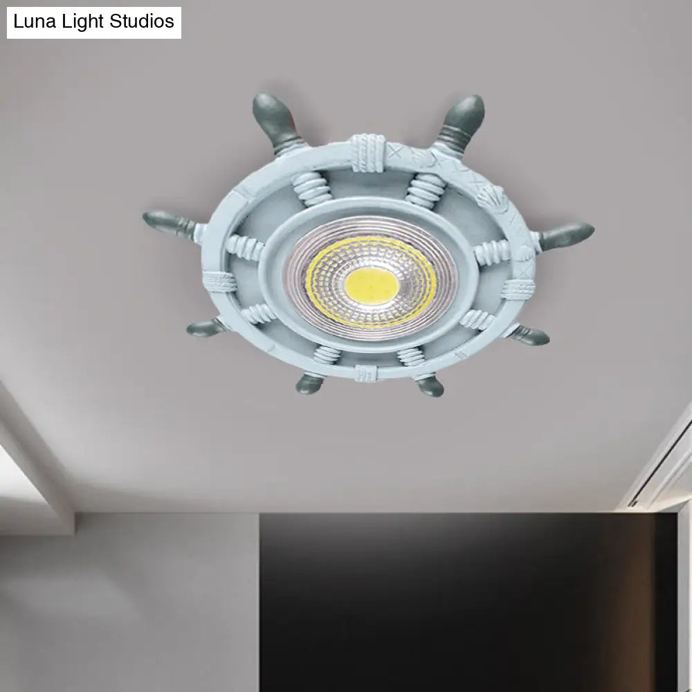 DecorBites™ DecorBites™ Navigate the Seas with the Rudder Flush Mount Lighting Fixture for Kids Room in Blue