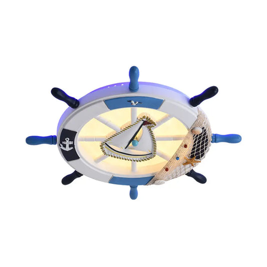 DecorBites™ DecorBites™ Navigate Your Way with Blue Rudder Flushmount: Kids LED Close to Ceiling Lamp with Metallic Touch