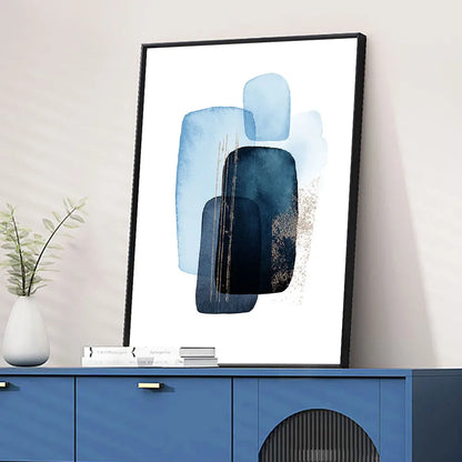 Navy Blue Geometric Wall Art Set