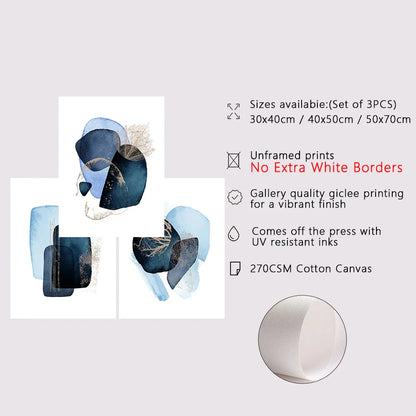 Navy Blue Geometric Wall Art Set