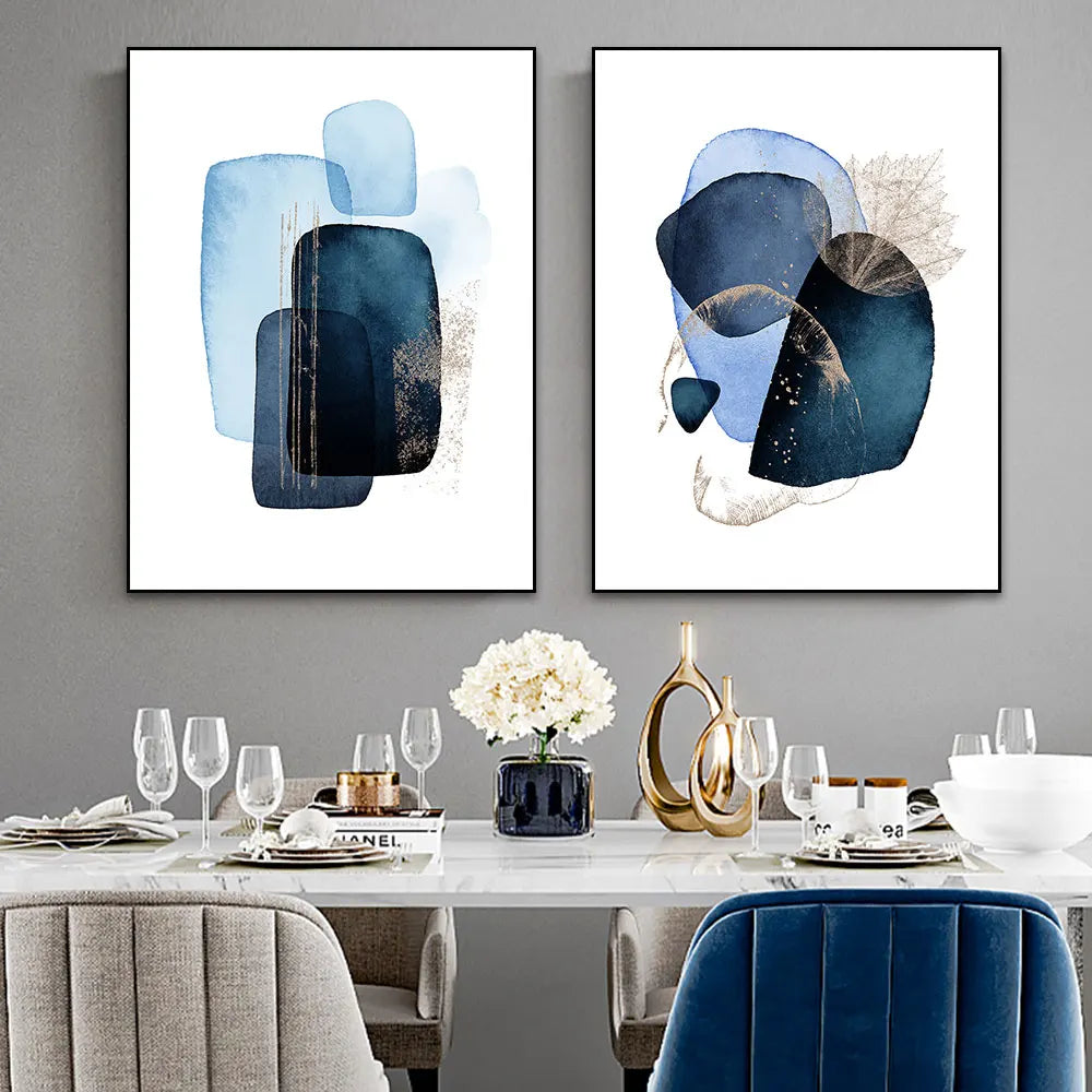 Navy Blue Geometric Wall Art Set