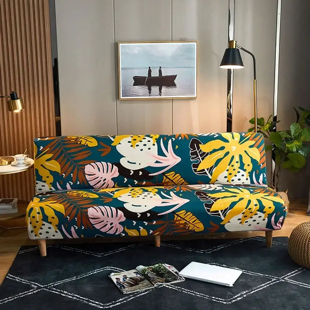 Teal sofa cover with vibrant tropical leaves and flowers for navy blue and gold decorbites bohemian mandala futon sofa cover