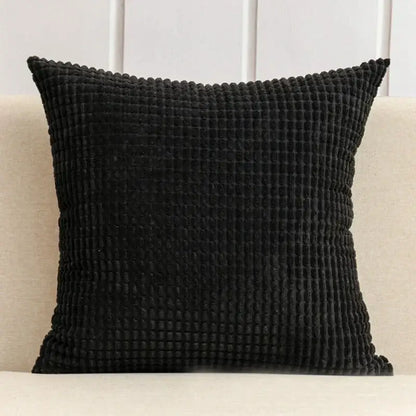 Black waffle-textured corduroy throw pillow cushion cover in navy and charcoal for decorbites corduroy corn grain set