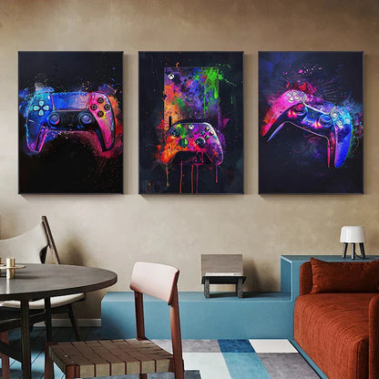 Neon Video Game Posters for Gamer Room