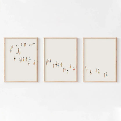 Neutral Canvas Triptych Wall Art Set - Posters