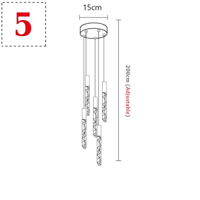 New Staircase Chandelier LED Modern Duplex Loft Spiral Long Chandelier Creative Villa Living Room Bedroom Hanging Crystal Light - Decorbites