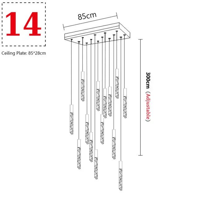 New Staircase Chandelier LED Modern Duplex Loft Spiral Long Chandelier Creative Villa Living Room Bedroom Hanging Crystal Light - Decorbites