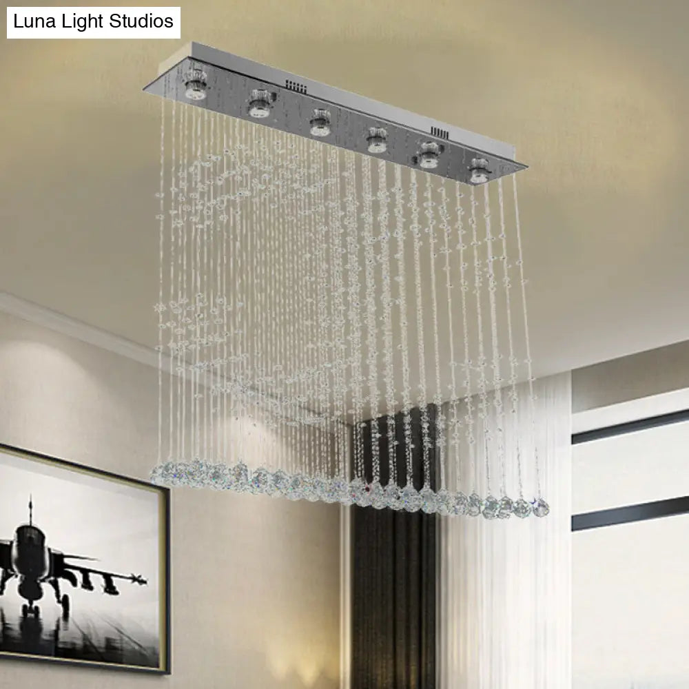 DecorBites™ DecorBites™ Nickel Double C Shaped Crystal Ball Flush Mount Light - 6-Light Ceiling Lighting for Bedroom