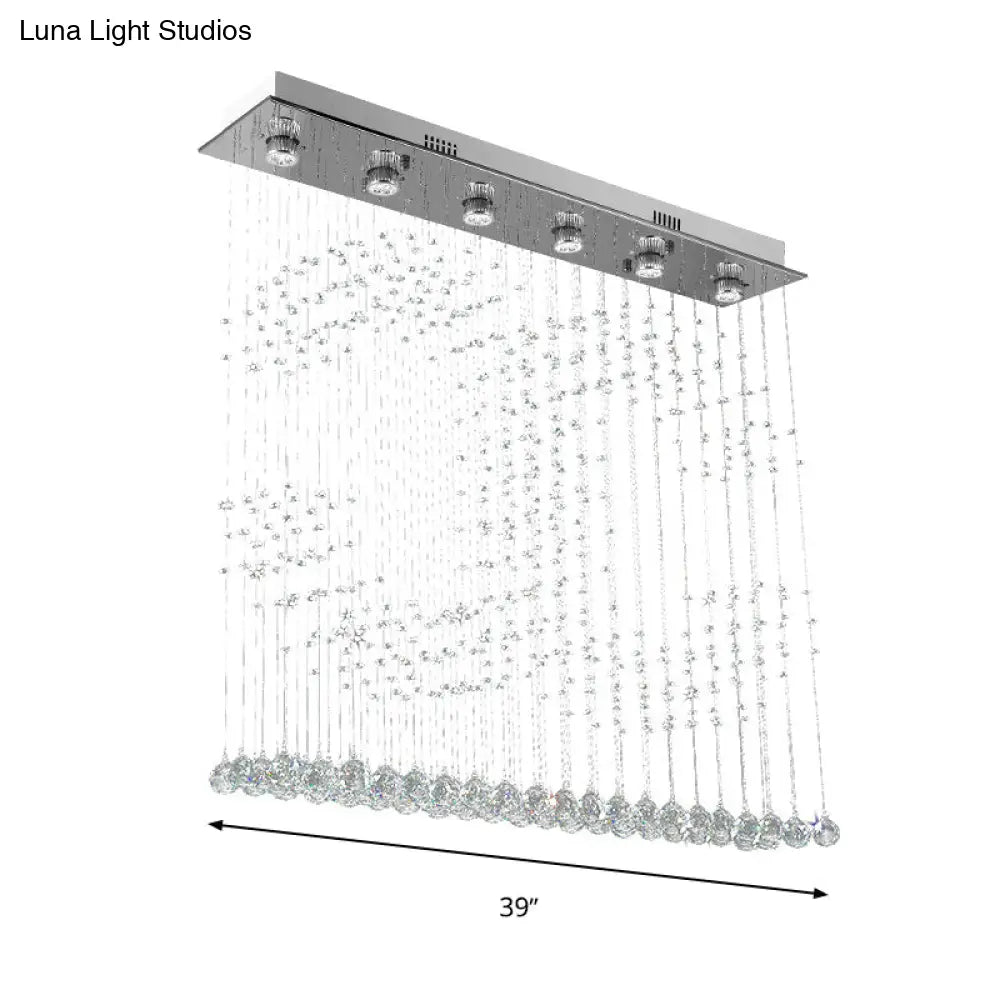 DecorBites™ DecorBites™ Nickel Double C Shaped Crystal Ball Flush Mount Light - 6-Light Ceiling Lighting for Bedroom