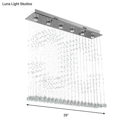 DecorBites™ DecorBites™ Nickel Double C Shaped Crystal Ball Flush Mount Light - 6-Light Ceiling Lighting for Bedroom
