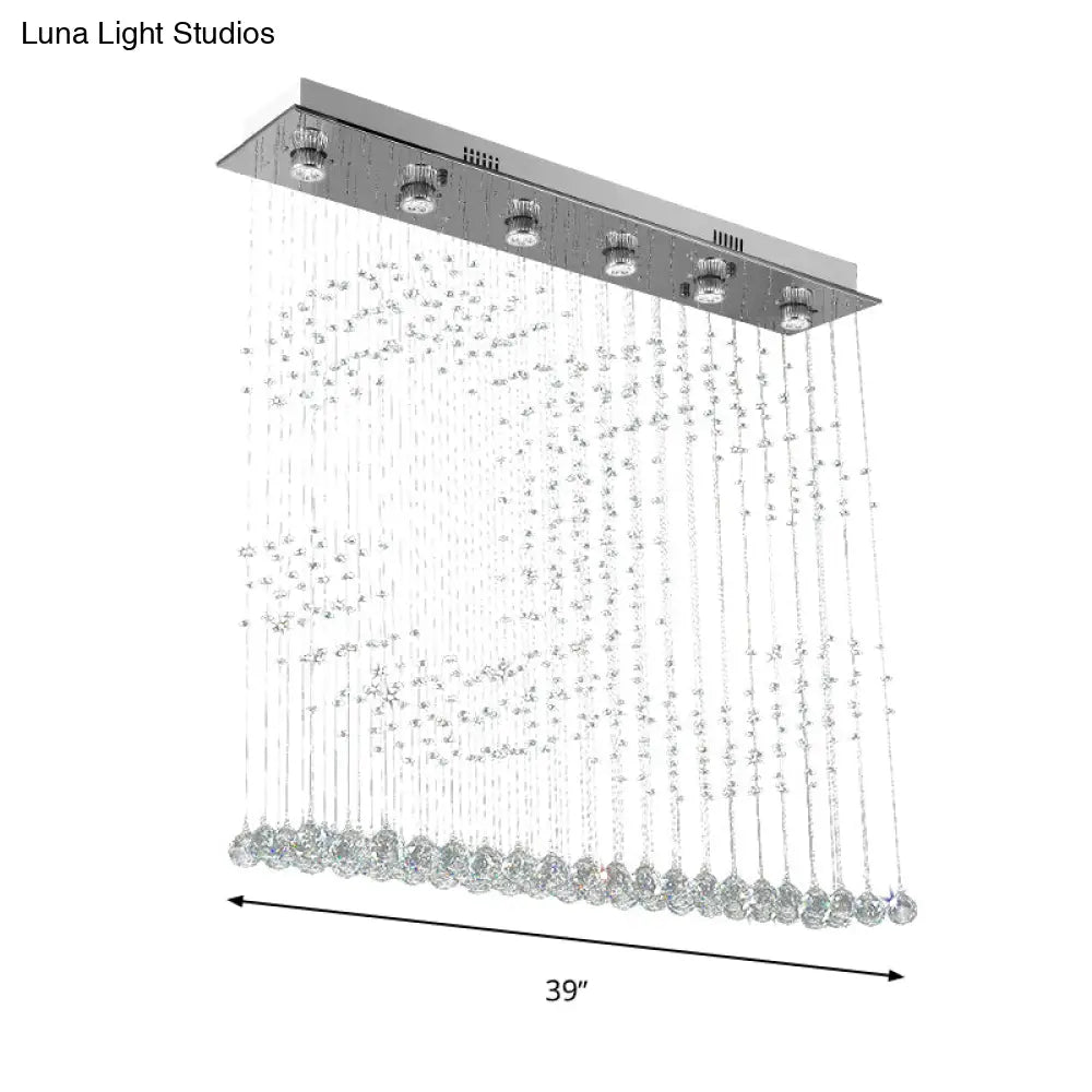 DecorBites™ DecorBites™ Nickel Double C Shaped Crystal Ball Flush Mount Light - 6-Light Ceiling Lighting for Bedroom