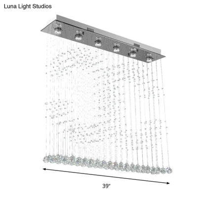 DecorBites™ DecorBites™ Nickel Double C Shaped Crystal Ball Flush Mount Light - 6-Light Ceiling Lighting for Bedroom