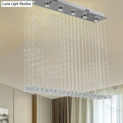 DecorBites™ DecorBites™ Nickel Double C Shaped Crystal Ball Flush Mount Light - 6-Light Ceiling Lighting for Bedroom