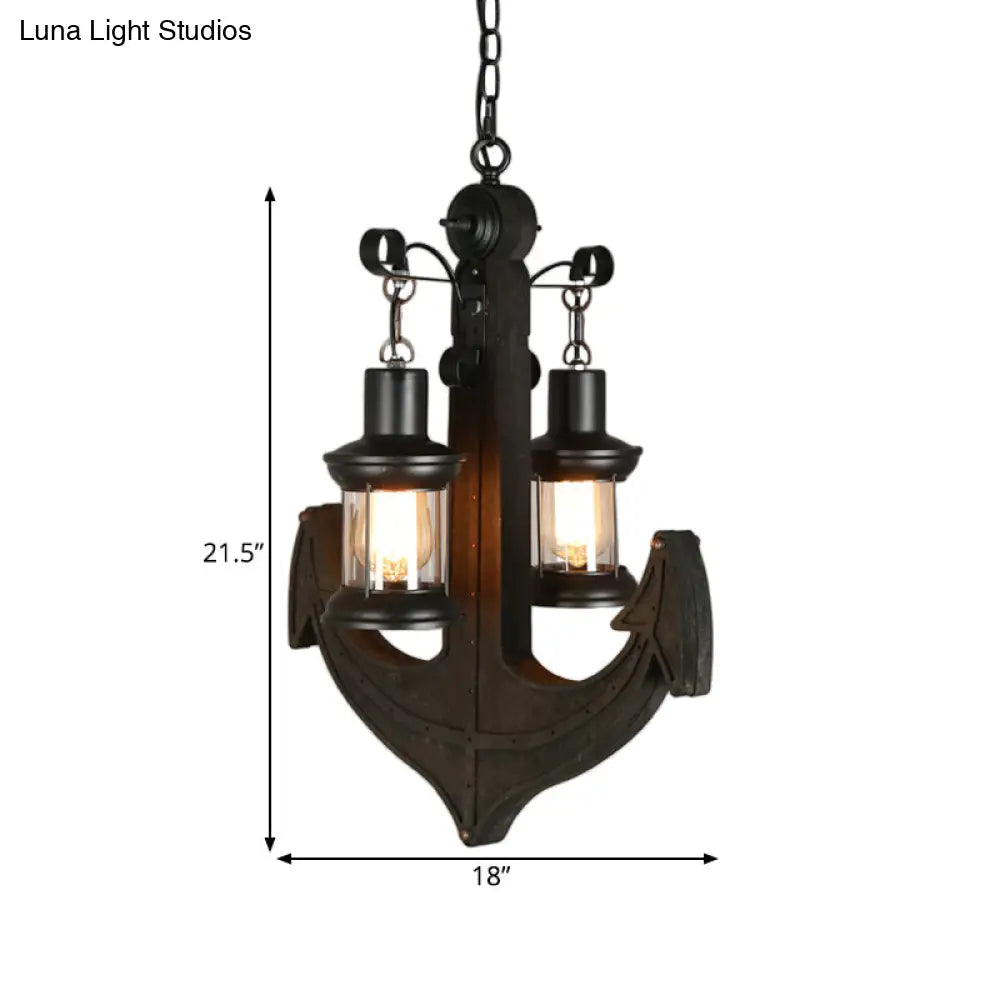 Noemi - Glass Black Chandelier: Industrial Hanging Ceiling Light