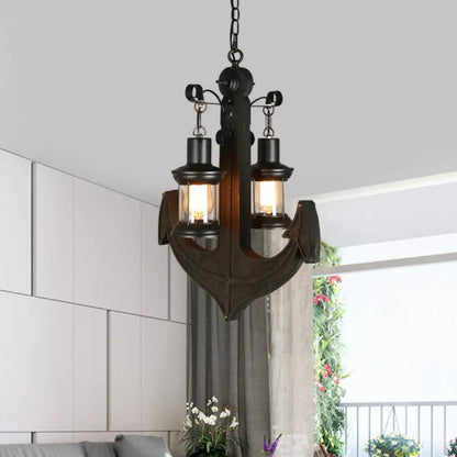 Noemi - Glass Black Chandelier: Industrial Hanging Ceiling Light