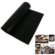 Black non-stick bbq grill mat designed for easy cooking and cleanup as a kitchen and outdoor accessory