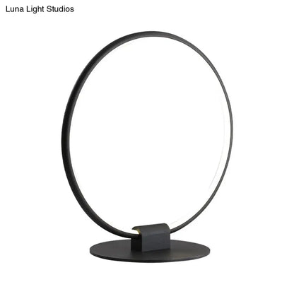 Nora - Modern Annular Metal Table Lamp Modernism LED Black Night Lighting with Slim Round Pedestal in Warm/White Light