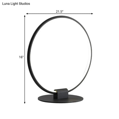 Nora - Modern Annular Metal Table Lamp Modernism LED Black Night Lighting with Slim Round Pedestal in Warm/White Light