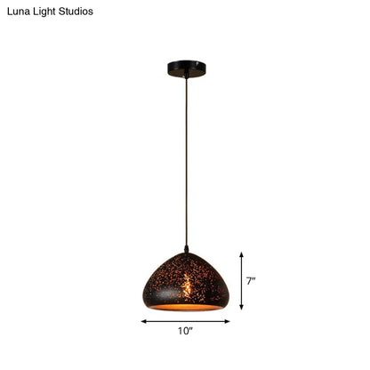 Nora - Retro Hollow-Out Metal Pendant Lighting Retro 1-Light Black Finish Suspension Light for Restaurant