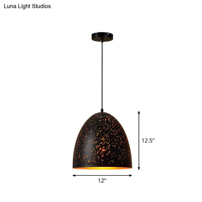 Nora - Retro Hollow-Out Metal Pendant Lighting Retro 1-Light Black Finish Suspension Light for Restaurant