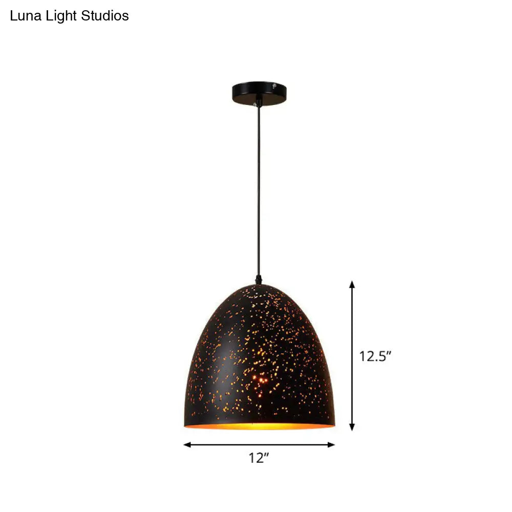 Nora - Retro Hollow-Out Metal Pendant Lighting Retro 1-Light Black Finish Suspension Light for Restaurant