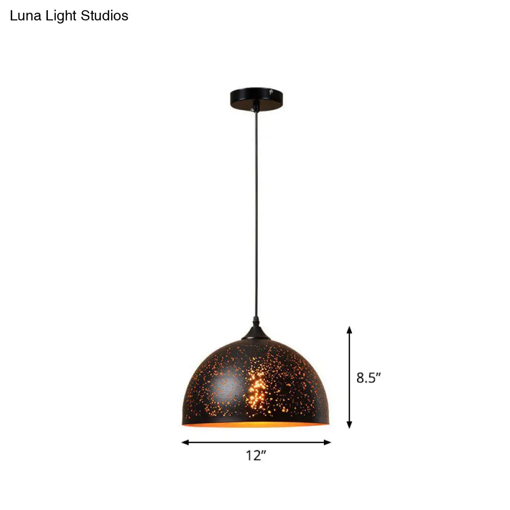 Nora - Retro Hollow-Out Metal Pendant Lighting Retro 1-Light Black Finish Suspension Light for Restaurant