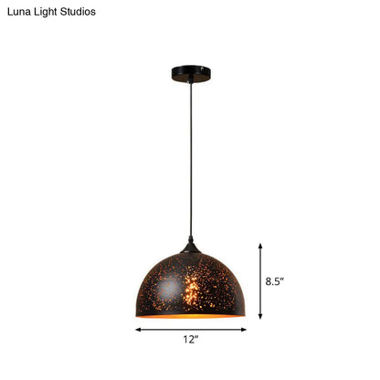 Nora - Retro Hollow-Out Metal Pendant Lighting Retro 1-Light Black Finish Suspension Light for Restaurant