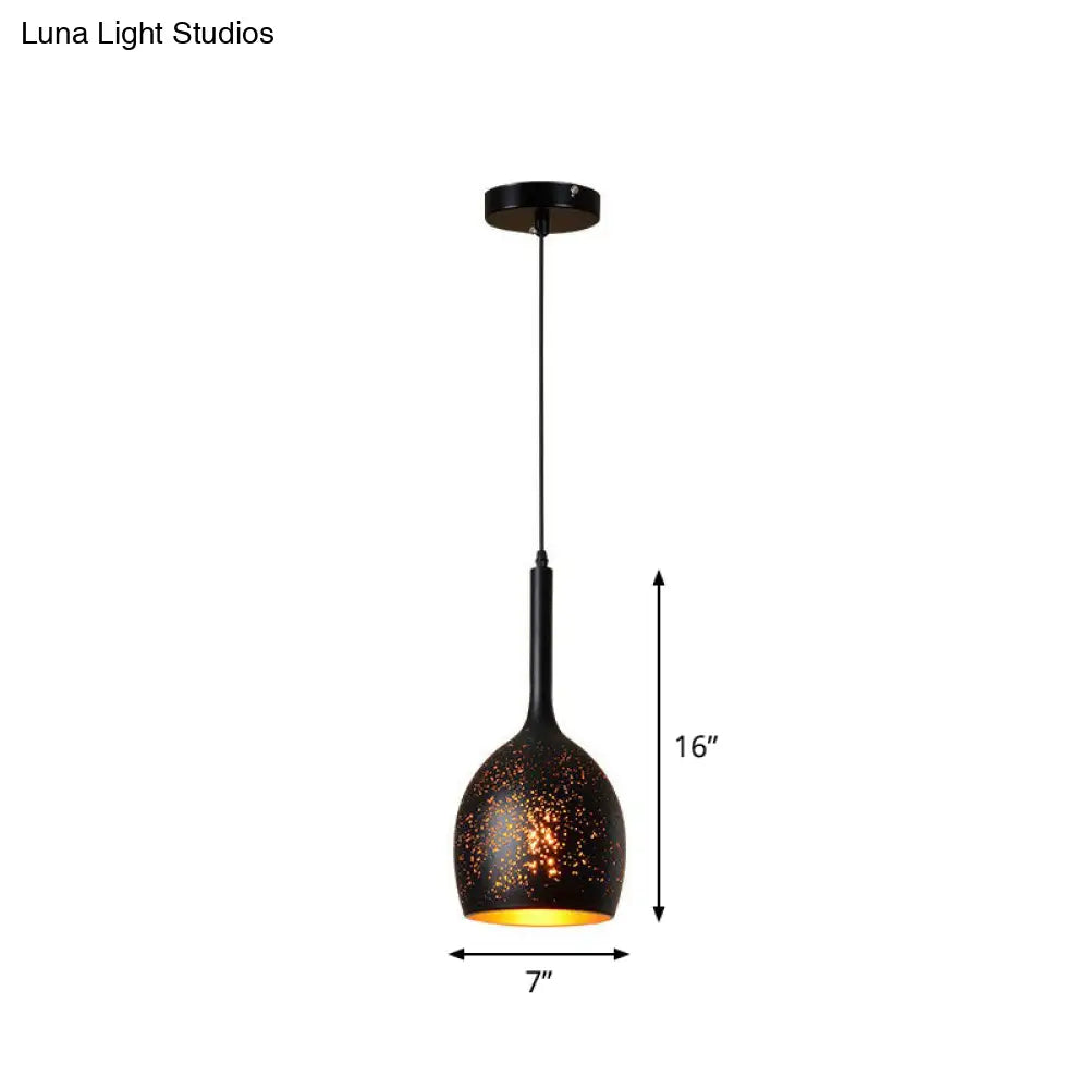 Nora - Retro Hollow-Out Metal Pendant Lighting Retro 1-Light Black Finish Suspension Light for Restaurant