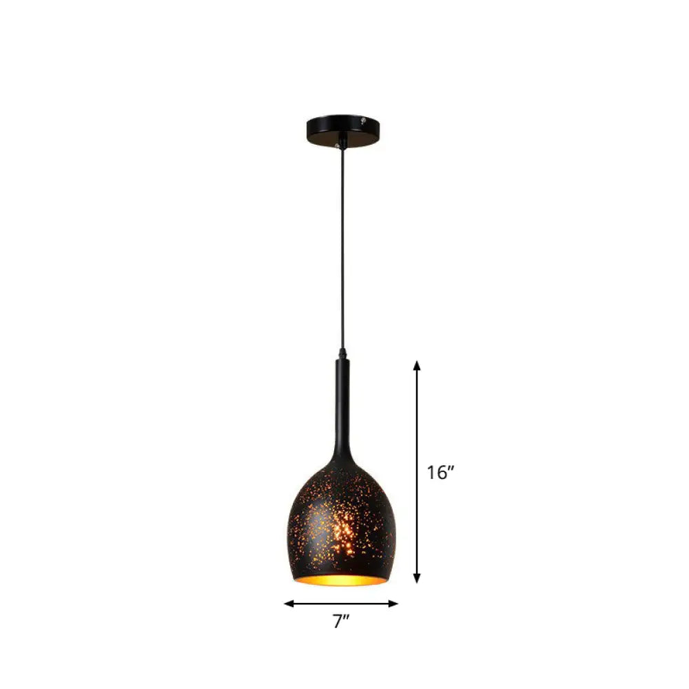 Nora - Retro Hollow-Out Metal Pendant Lighting Retro 1-Light Black Finish Suspension Light for Restaurant