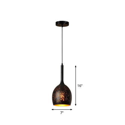 Nora - Retro Hollow-Out Metal Pendant Lighting Retro 1-Light Black Finish Suspension Light for Restaurant