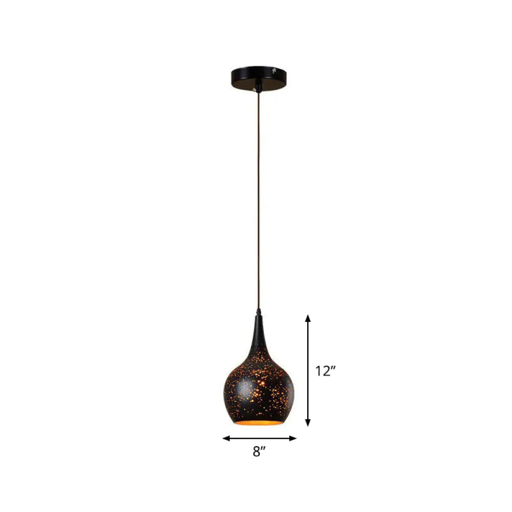 Nora - Retro Hollow-Out Metal Pendant Lighting Retro 1-Light Black Finish Suspension Light for Restaurant