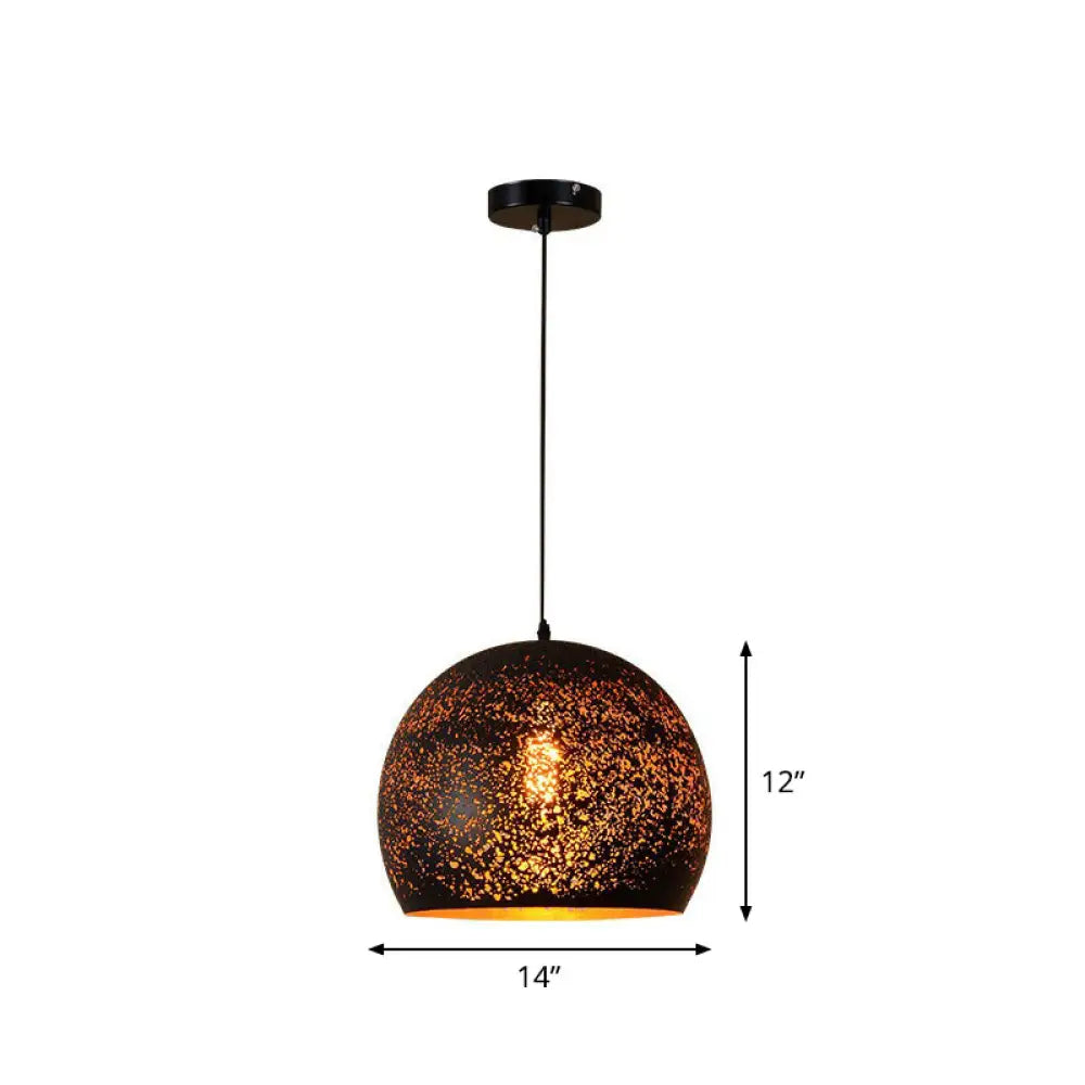 Nora - Retro Hollow-Out Metal Pendant Lighting Retro 1-Light Black Finish Suspension Light for Restaurant