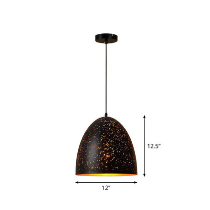 Nora - Retro Hollow-Out Metal Pendant Lighting Retro 1-Light Black Finish Suspension Light for Restaurant