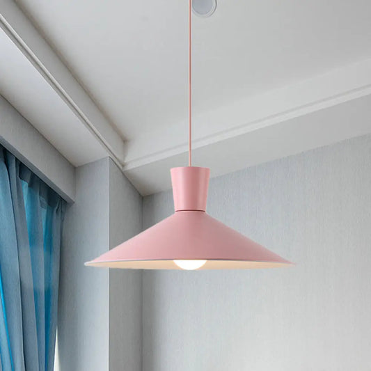 Nordic 1-Light Cone Pendant with Pink/Blue/Grey Down Lighting - Stylish Metal Hanging Light