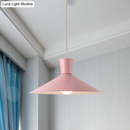 Nordic 1-Light Cone Pendant with Pink/Blue/Grey Down Lighting - Stylish Metal Hanging Light