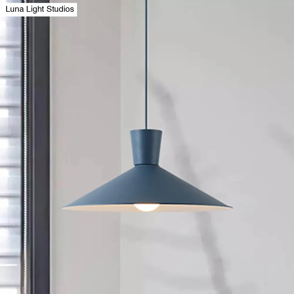 Nordic 1-Light Cone Pendant with Pink/Blue/Grey Down Lighting - Stylish Metal Hanging Light