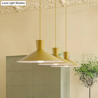 Nordic 1-Light Cone Pendant with Pink/Blue/Grey Down Lighting - Stylish Metal Hanging Light