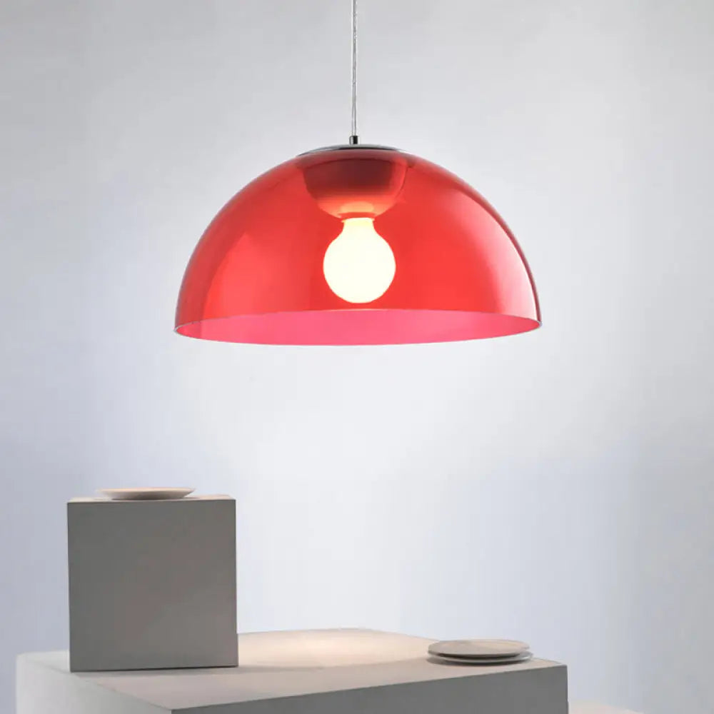 Nordic 1 Light Suspension Pendant: Red/Black/White Acrylic Shade Dome Ceiling Light