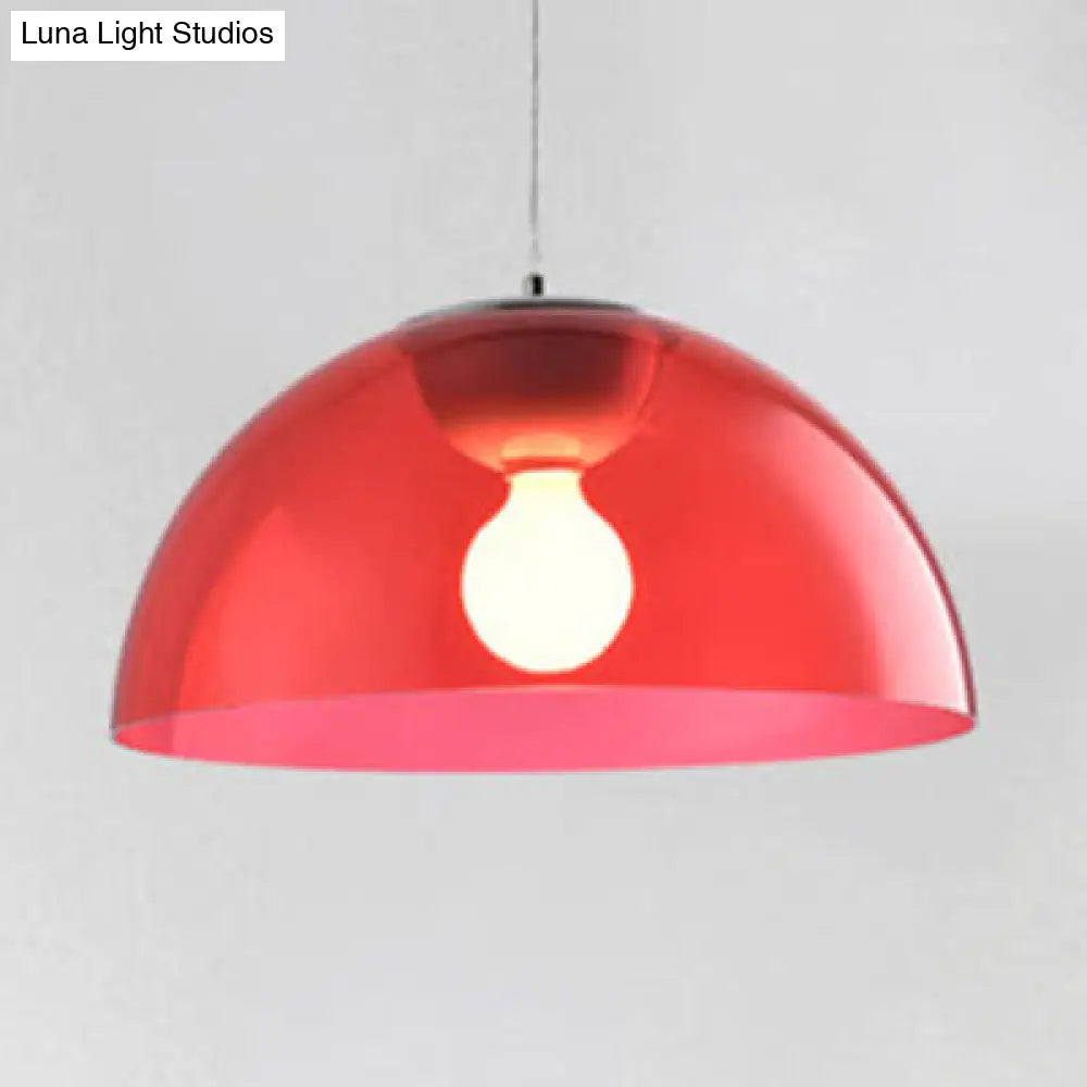 Nordic 1 Light Suspension Pendant: Red/Black/White Acrylic Shade Dome Ceiling Light