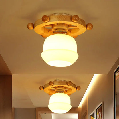 DecorBites™ DecorBites™ Nordic 1-Light White Glass Flushmount Ceiling Light with Wheel Backplate - Ideal for Bathrooms